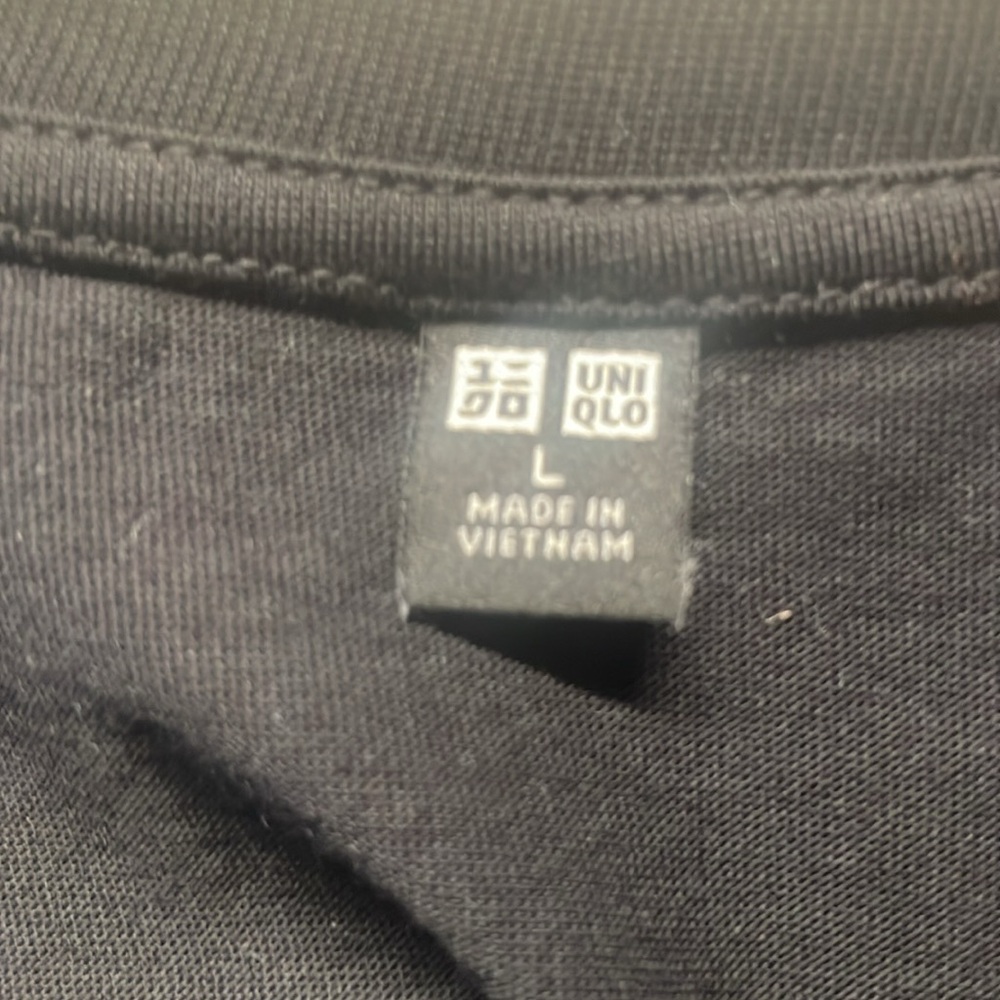 Uniqlo dress short sleeve pockets black 100% cotton midi women’s size L large - Picture 8 of 9